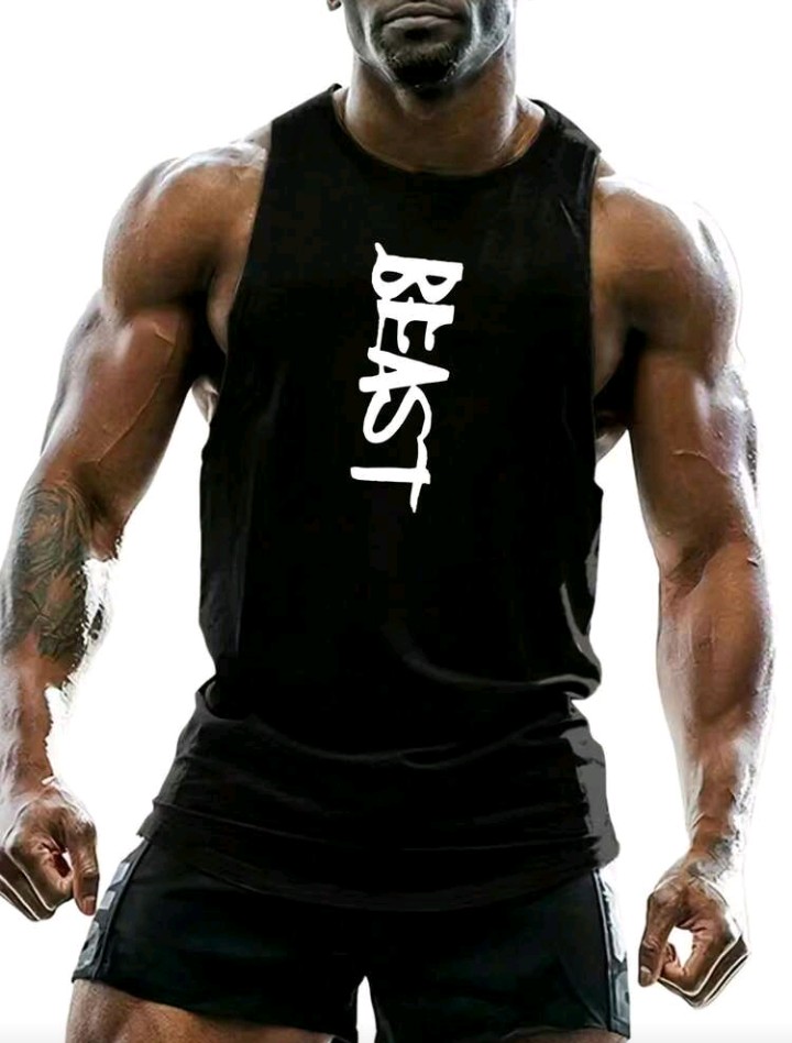 GymBeat Men's Letter Printed Sports Top Lightweight.