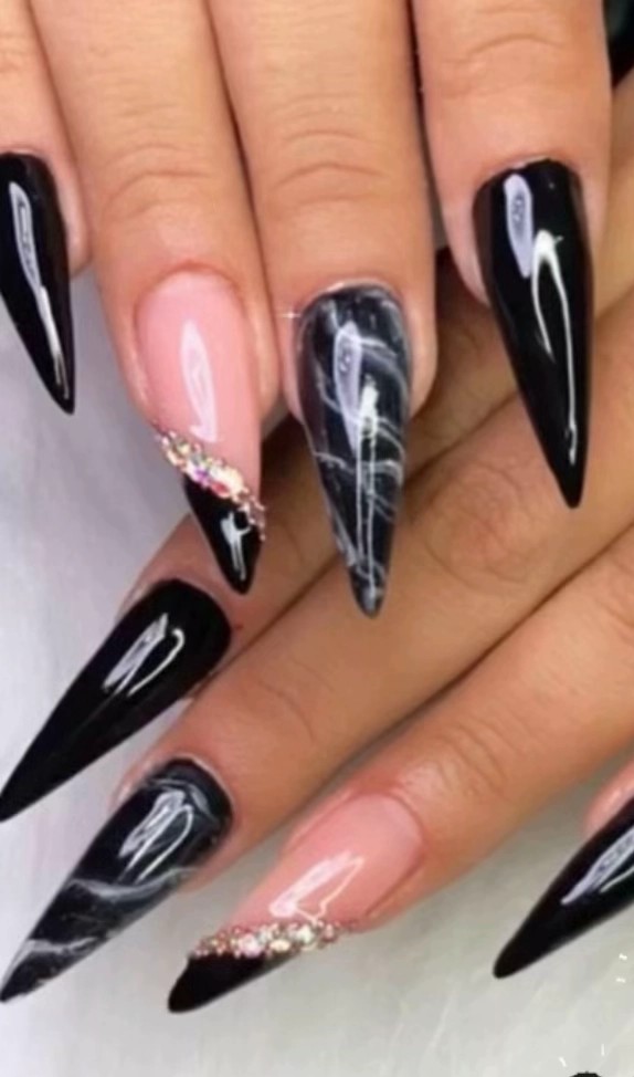 Black Marble nails
