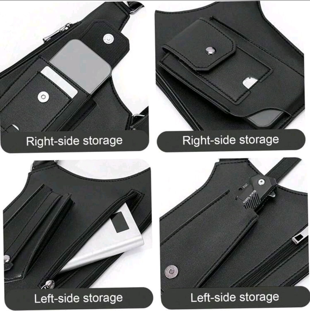 Leather Shoulder Armor Hidden Underarm Strap Wallet  