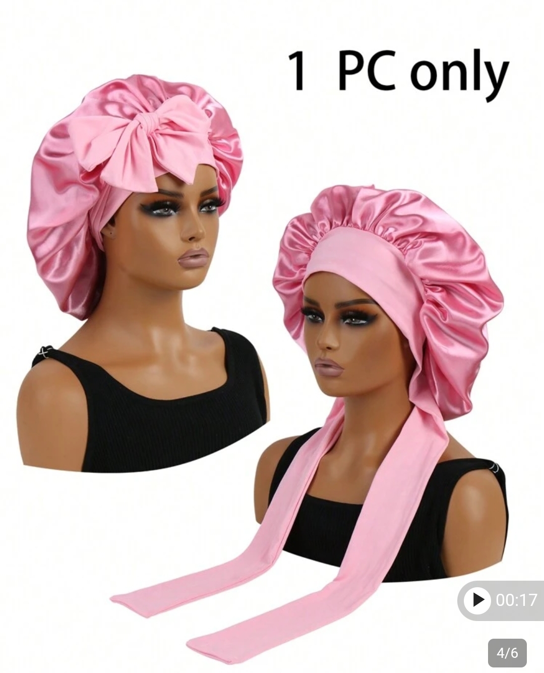 1pc Satin Bow Tie Elastic Lightweight Shower Cap