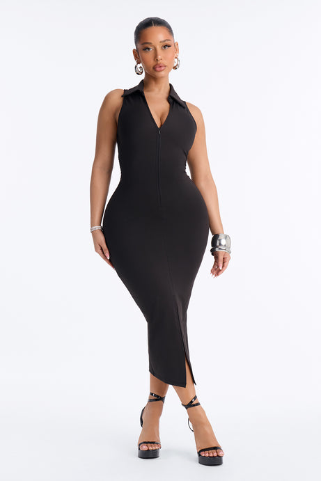 Pretty Problem Collar Sleeveless Midi Dress