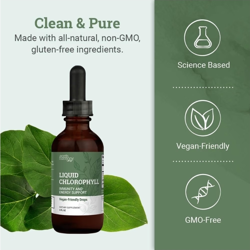 Liquid Chlorophyll, Drops for Immune System, eliminate body odor2 Oz