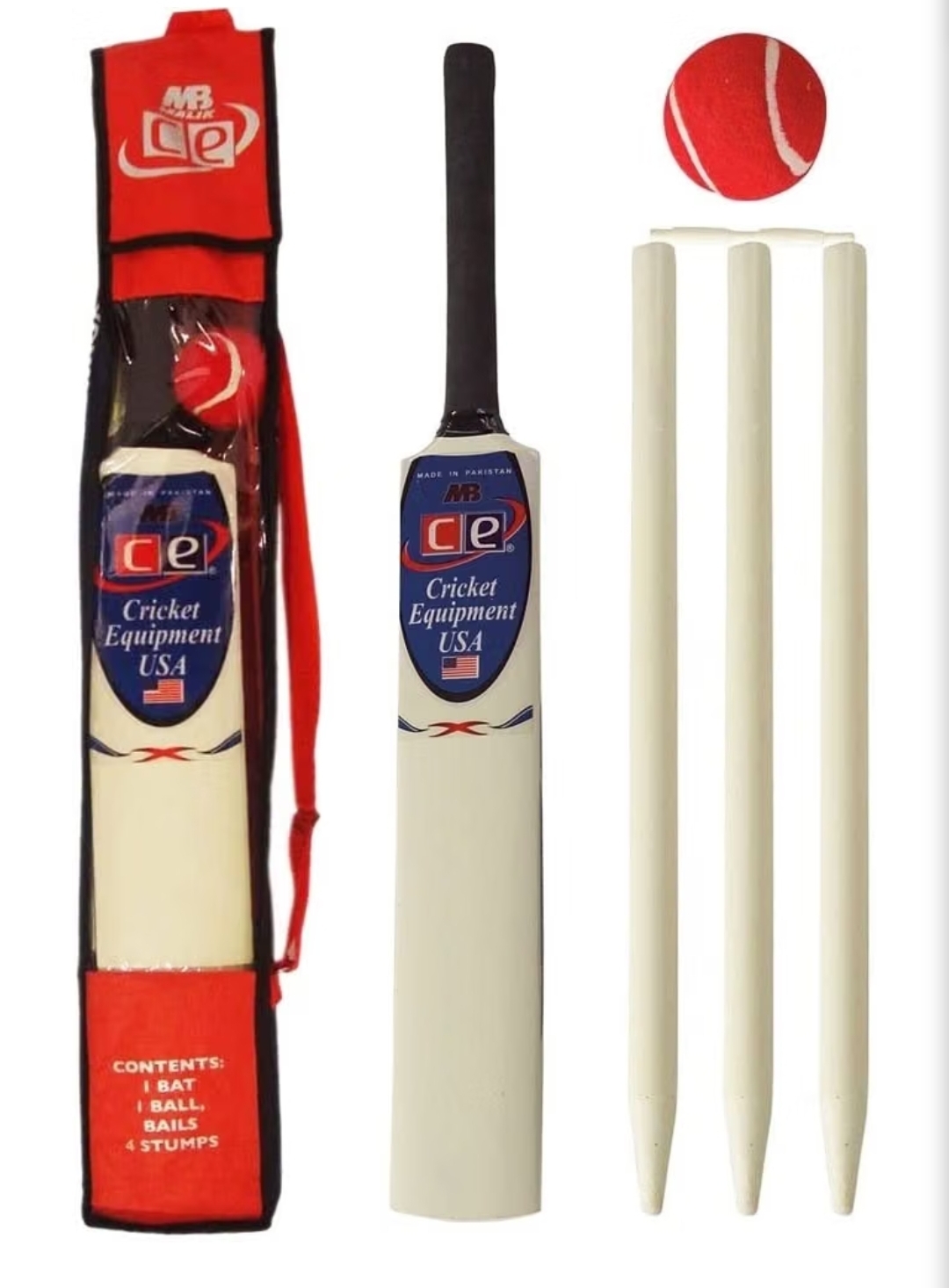 Adults/Juniors Cricket Bat Set Wooden Gift Stumps Ball Bat Carrying Bag
