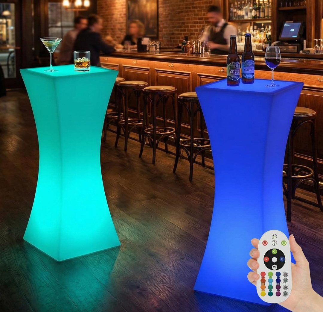 2 Party Table 16 RGB Colors Changing Lights with Remote Control, Waterproof Rechargeable Light